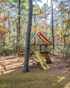 Playground in the forest Stock Photos