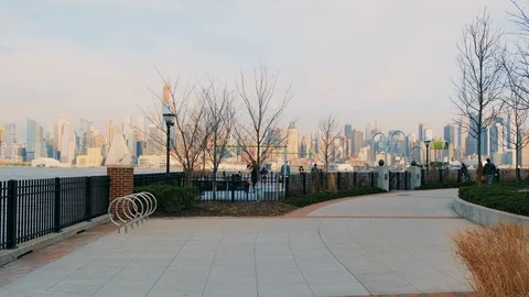 Playground by Hudson river 4k Stock Footage 105621586