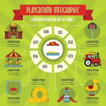 Playground infographic concept, flat style Ilustração Stock