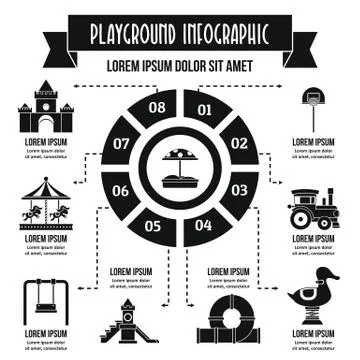 Playground infographic concept, simple style Ilustração Stock