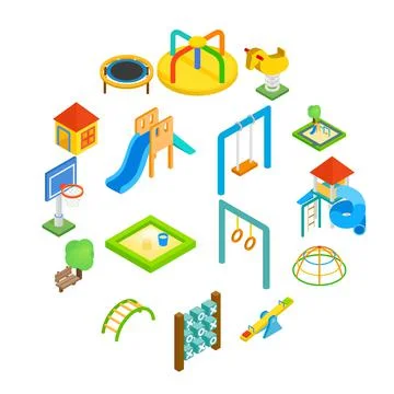 Playground isometric 3d icons Stock Illustration