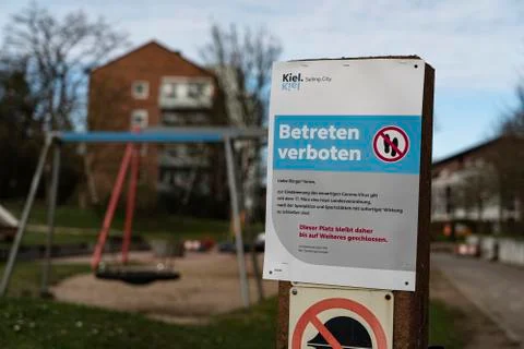 Playground lock down because of corona virus Stock Photos