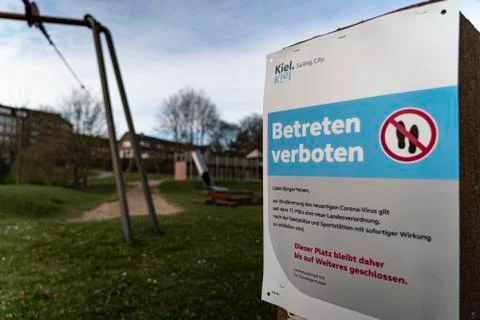 Playground lock down because of corona virus Stock Photos