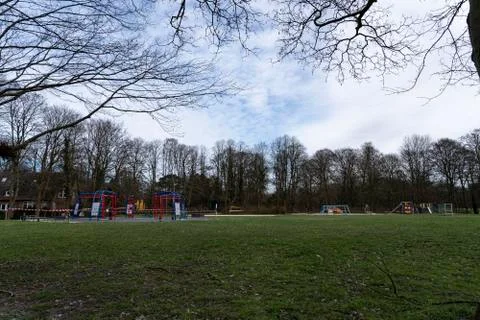 Playground lock down because of corona virus Stock Photos