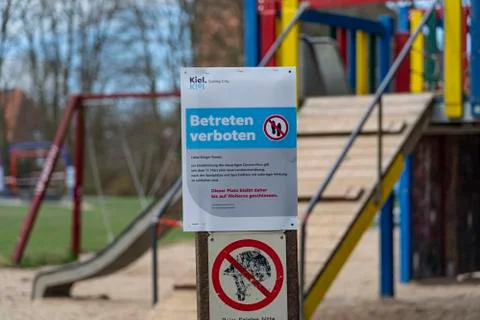 Playground lock down because of corona virus Stock Photos