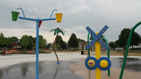 PLAYGROUND MINI WATERPARK Stock Footage 36440544