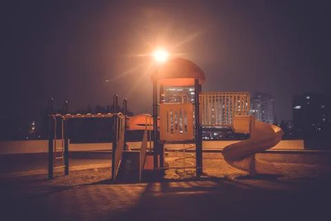 Playground at night Stock Photos