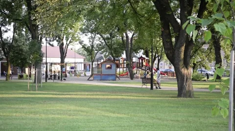 Playground in Park Stock Footage 52554044