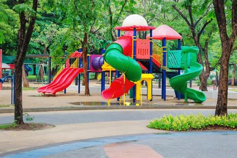 Playground in the park Foto stock