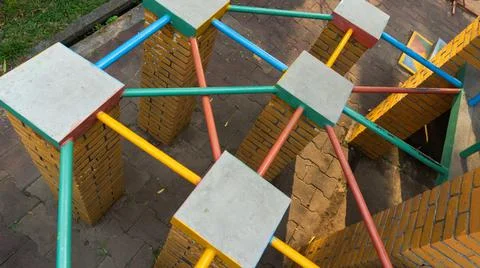 Playground with patterned concept and connected Foto stock
