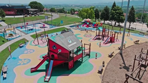 A playground with a red. Stock Footage 281595706