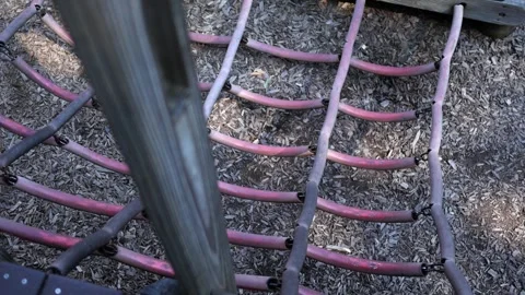 Playground Rope Obstacles over Mulch Bed Stock Footage 314586572
