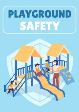 Playground safety poster flat vector template Illustrazione stock
