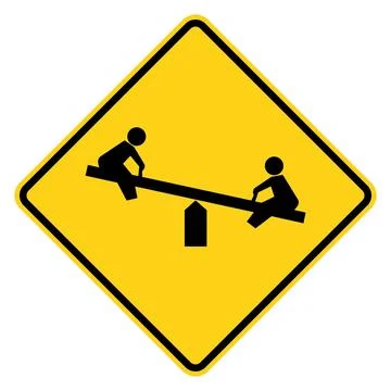 Playground sign, W15-1, US road sign Stock Illustration