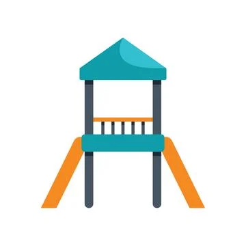 Playground slide and roofed platform providing recreation and fun Stock Illustration