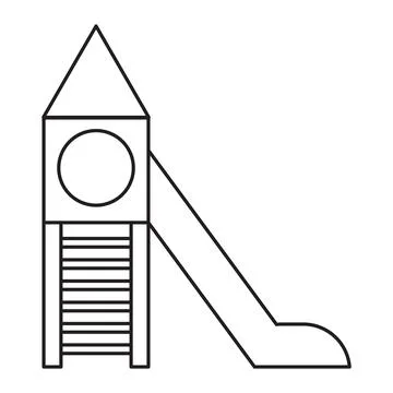 Playground slide icon. Outline vector symbol isolated on white background Stock Illustration
