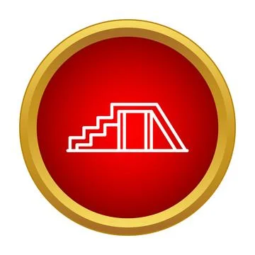 Playground slide outline icon on red circle Stock Illustration