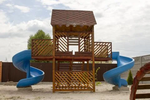 Playground with slide Stock Photos