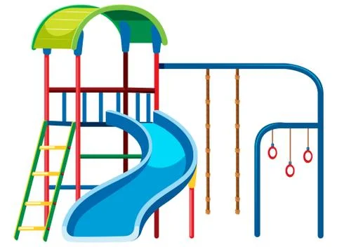 Playground slide set on white background Illustrazione stock