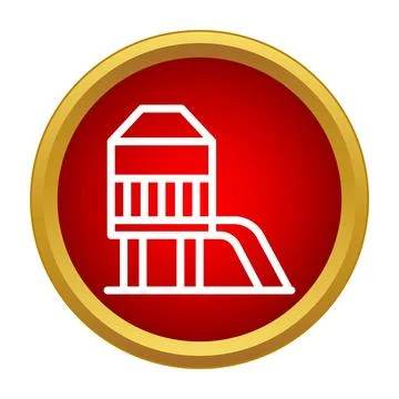 Playground slide tower icon on red background Stock Illustration