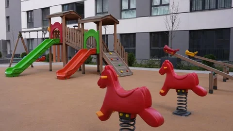 Playground with Slides and Spring Riders in Residential Area Video stock 311433733