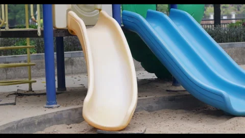 Playground Slides in Park for Mindfulness Background Use Stock Footage 328298571