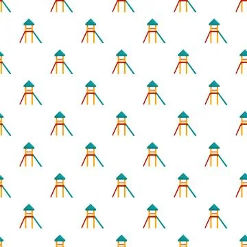 Playground sliding equipment pattern with simple playhouse Stock Illustration