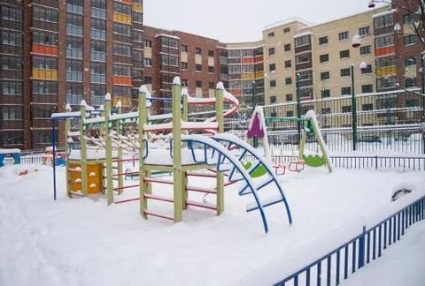 Playground in the snow Stock Photos