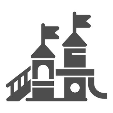 Playground solid icon, Amusement park concept, Kid castle sign on white Illustrazione stock