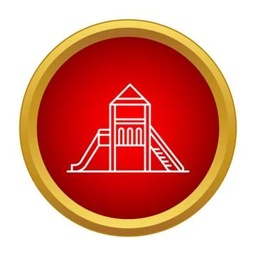 Playground structure outline in red circle icon イラスト素材