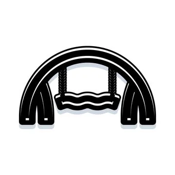 Playground swing set black and white graphic Illustrazione stock