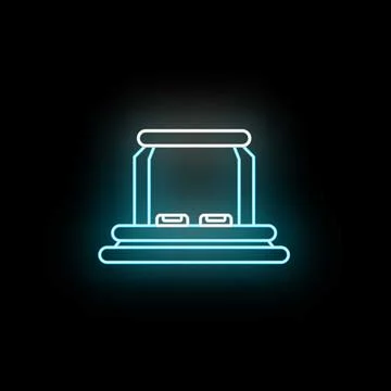 Playground swing set icon with glowing blue neon lines 스톡 일러스트