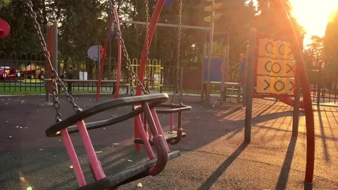 Playground with swings Stock Footage 163330692