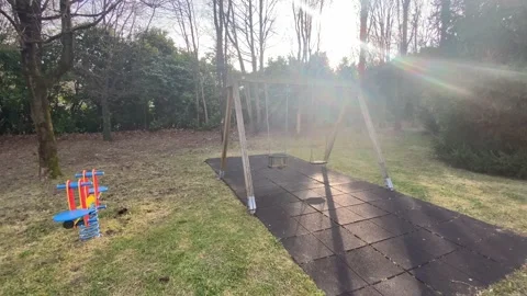 Playground with swings without children. Stock Footage 236261684