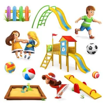 Playground, vector icon set Stock Illustration