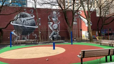 Playground with wall art Stock-Fotos