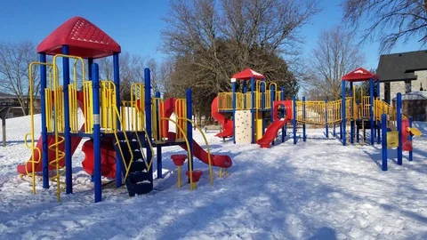 Playground in winter 3 Stock Footage 102242213