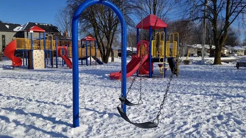 Playground in winter 4 Stock Footage 102242219