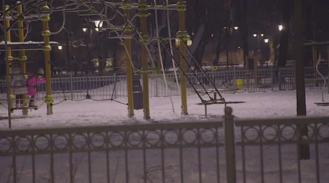 Playground in winter Stock Footage 61259220
