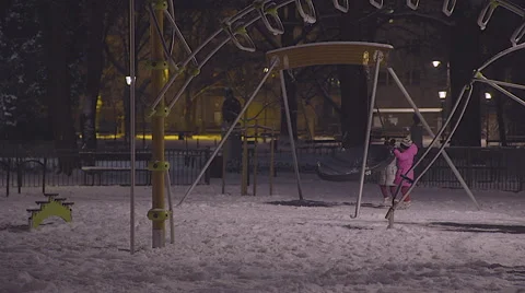 Playground in winter Stock Footage 61259264