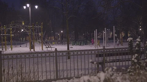 Playground in winter Stock Footage 61259487