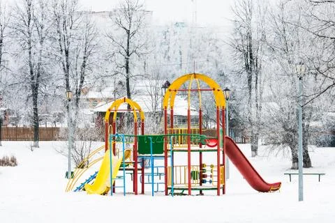 Playground in winter Foto stock