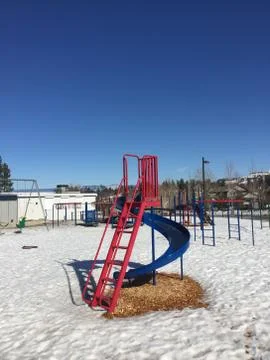 Playground in winter Stock Photos