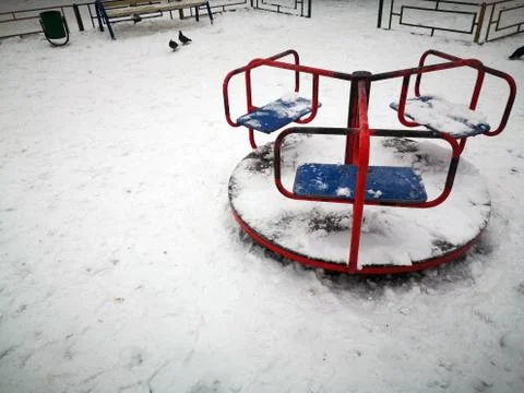Playground in winter Stock Photos