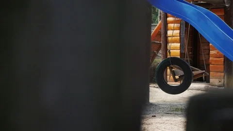 Playground in the yard. Child Stock Footage 114610617