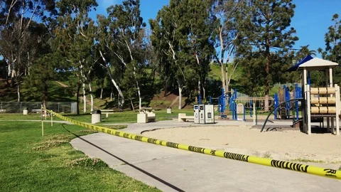 Playgrounds closed due to coronavirus outbreak Stock Footage 127119428