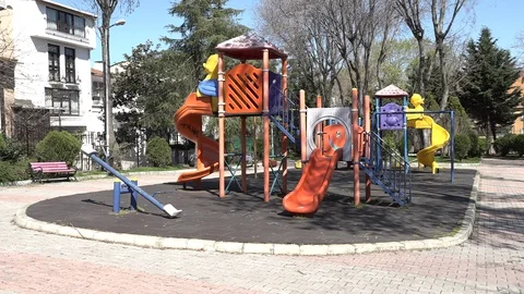 Playgrounds empty due to coronavirus Stock Footage 129600967
