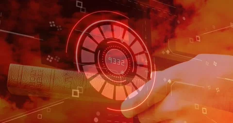 Playhead hitting frame seven, central HUD showing 4-digit readout in frames 7-10 Stock Footage 330209557