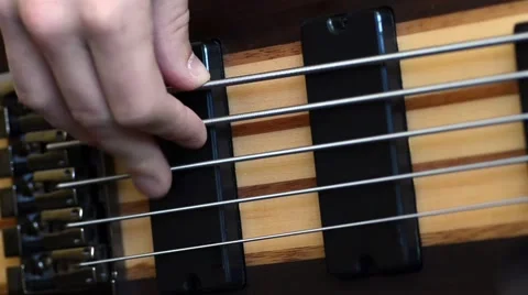 Playing 5 String Electric Bass Guitar Stock Footage 50691039