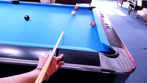 PLAYING 8 BALL, BILLIARD IN SLOW MOTION Stock Footage 113301590